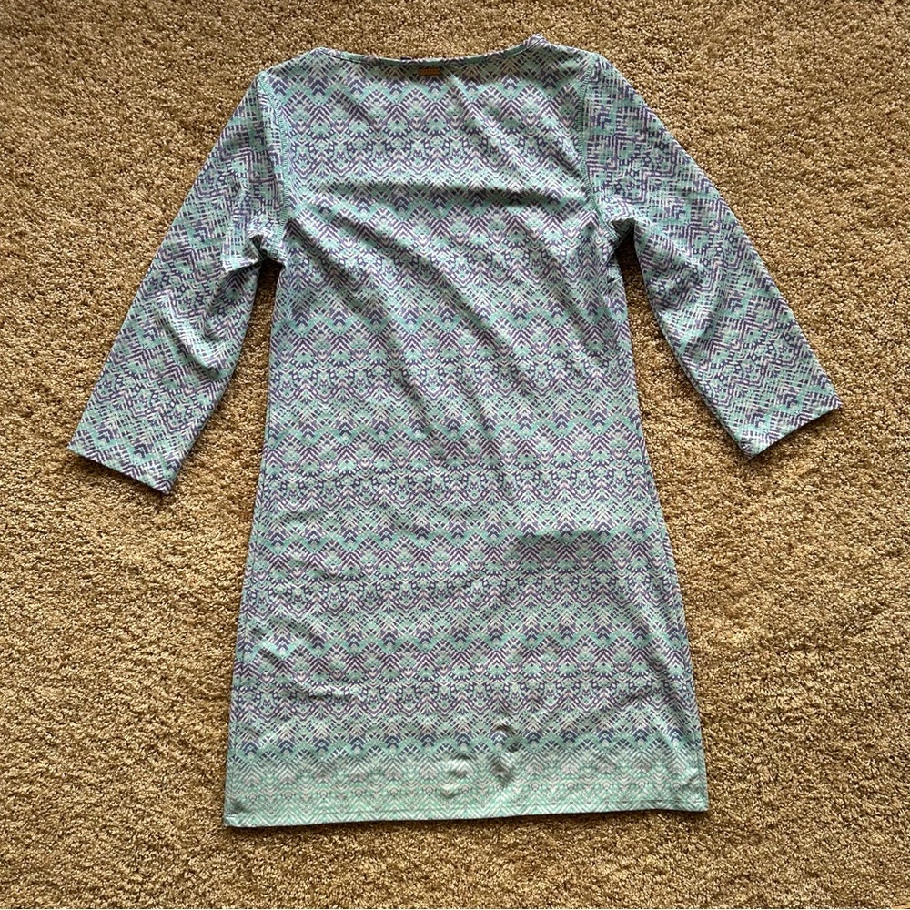 Cabana Life Aqua and Lavender Patterned Midi Dress - Picture 8 of 8